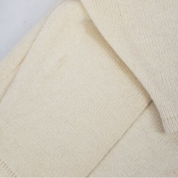 Vintage Lambswool Angora Open Cardigan Sweater Faux Leather Details with Bead… - Picture 14 of 15